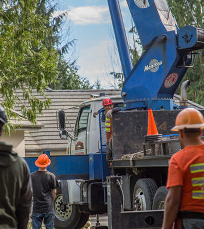 Chris Jr operating his crane.